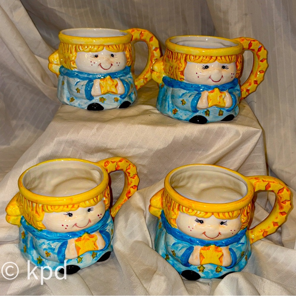 Vintage Angel Mug Set of 4 – 1990s Collectible Kitchen Drinkware
